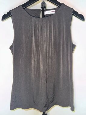 Calvin Klein Black Sleeveless Pleated Front Tank